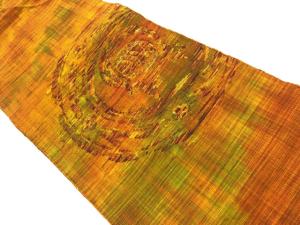 リサイクル　手織り紬抽象模様織出し名古屋帯